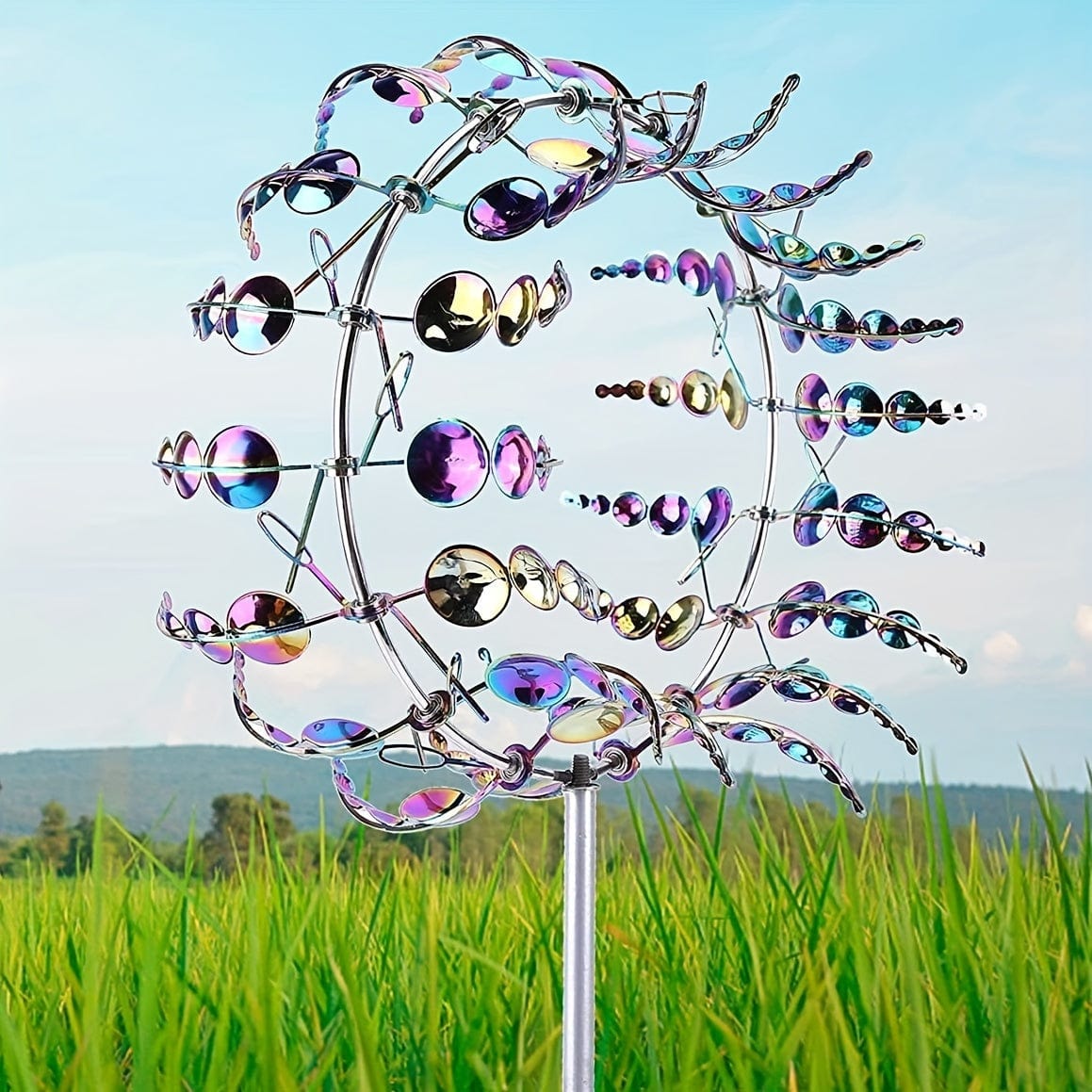 3D Metal Wind Chime with Dual Rotation Blades | Unique Kinetic Sculpture for Stunning Outdoor Decor