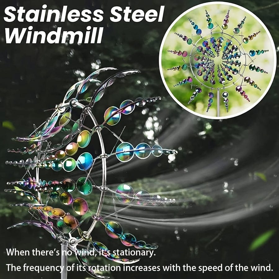 3D Metal Wind Chime with Dual Rotation Blades | Unique Kinetic Sculpture for Stunning Outdoor Decor