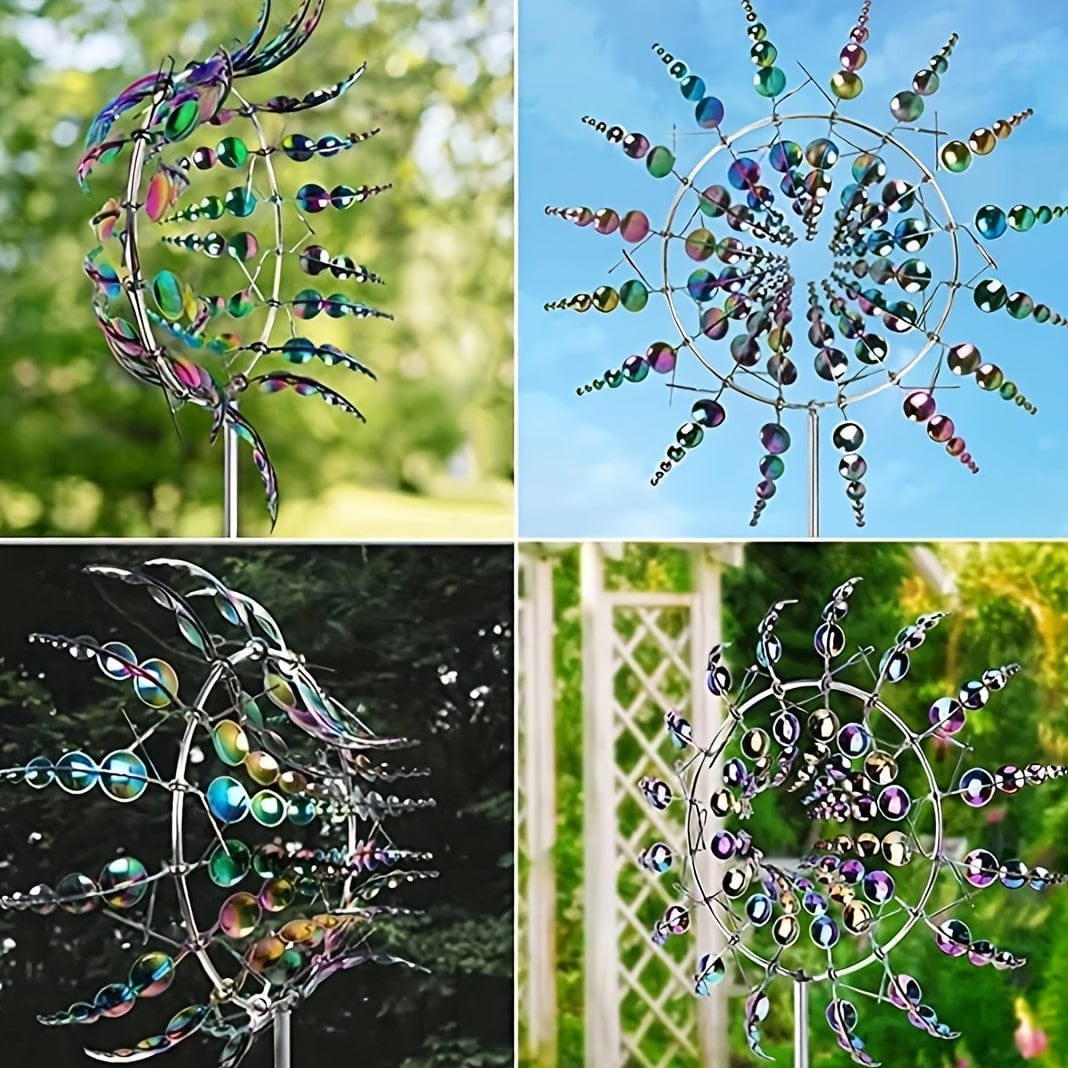 3D Metal Wind Chime with Dual Rotation Blades | Unique Kinetic Sculpture for Stunning Outdoor Decor
