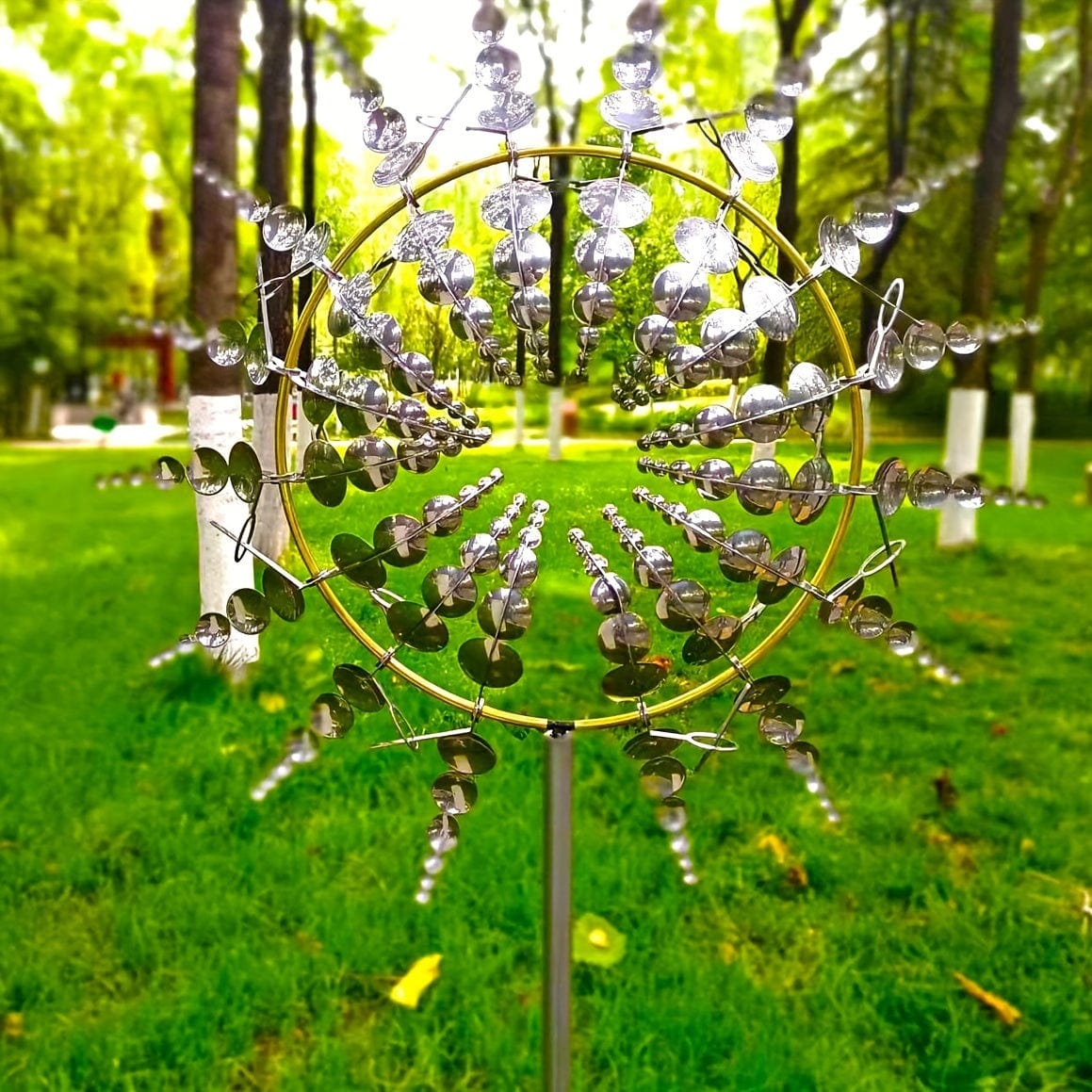 3D Metal Wind Chime with Dual Rotation Blades | Unique Kinetic Sculpture for Stunning Outdoor Decor