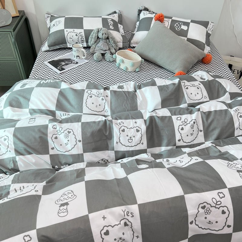 Abstract Chessboard | Bedding Set with Minimalistic Design | Soft Polyester Duvet Covers for Stylish Comfort