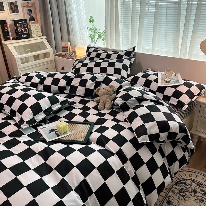 Abstract Chessboard | Bedding Set with Minimalistic Design | Soft Polyester Duvet Covers for Stylish Comfort