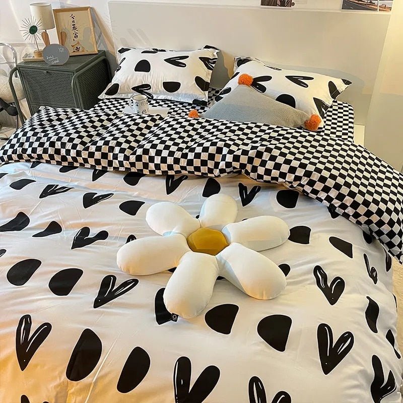 Abstract Chessboard | Bedding Set with Minimalistic Design | Soft Polyester Duvet Covers for Stylish Comfort