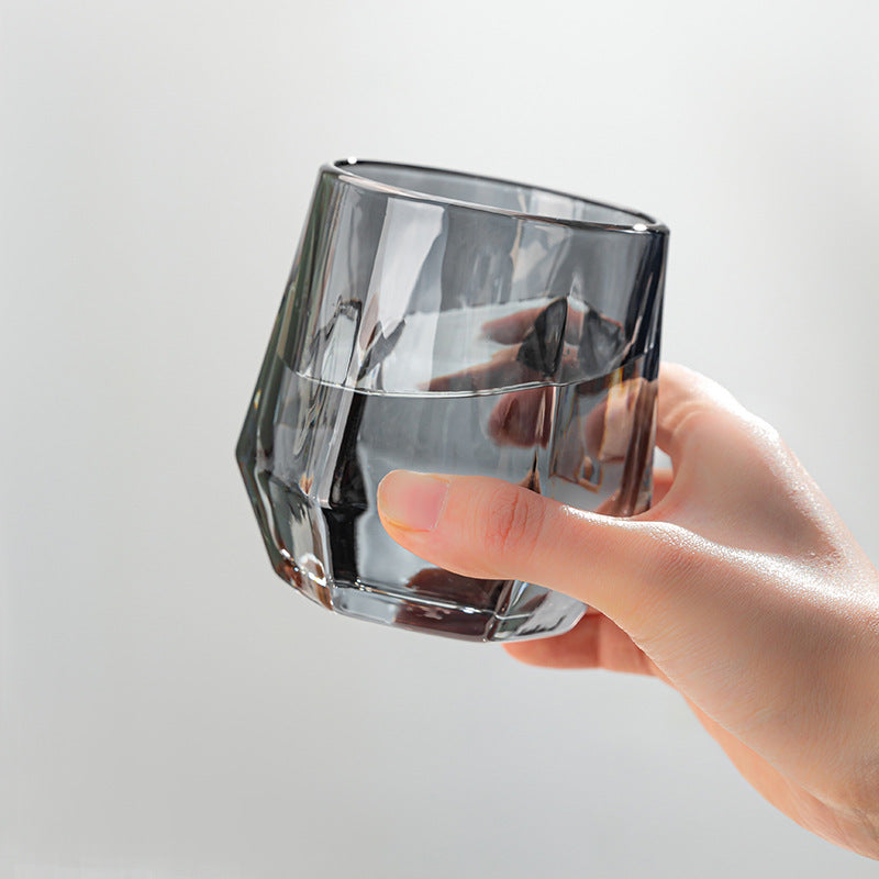 Amber Hexagonal Glass Cups | Elegant Design with Unique Shape | Perfect for Juices and Beverages
