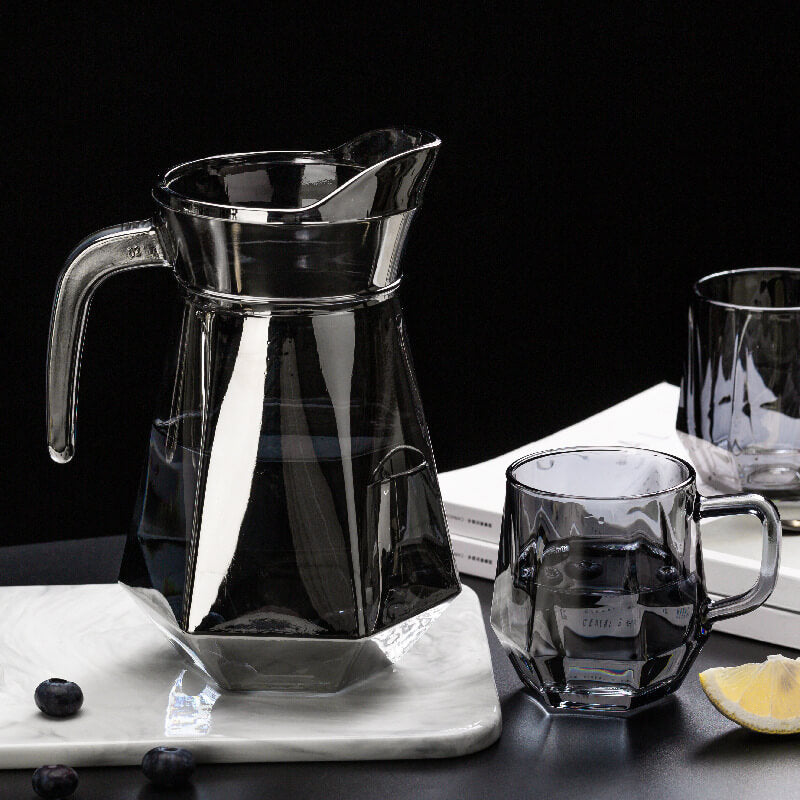 Amber Hexagonal Glass Cups | Elegant Design with Unique Shape | Perfect for Juices and Beverages