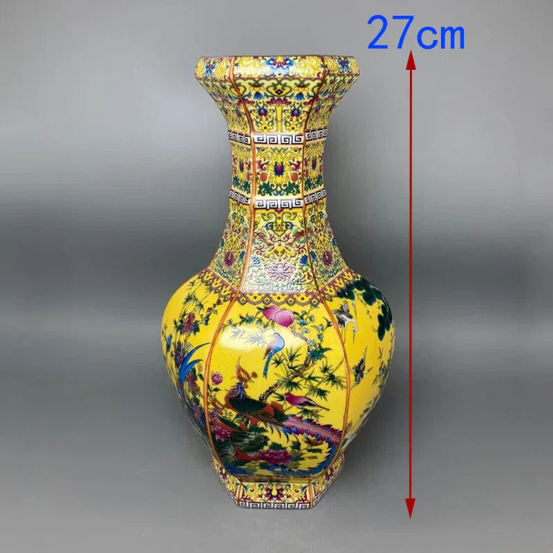 Antique Royal | Ceramic Flower Vase with Floral Design | Elegant Home Decor for Timeless Charm