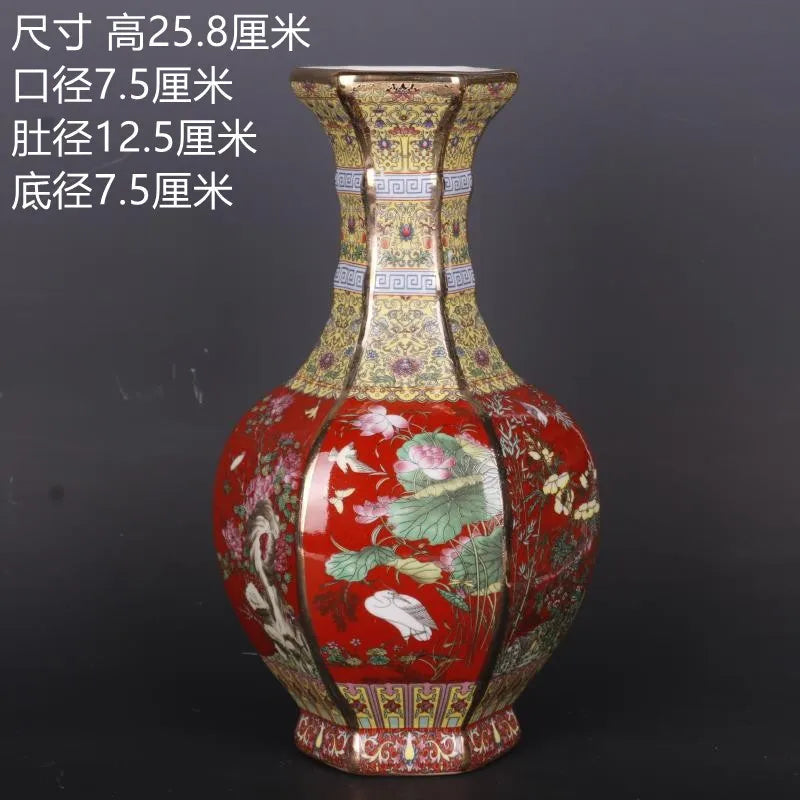 Antique Royal | Ceramic Flower Vase with Floral Design | Elegant Home Decor for Timeless Charm