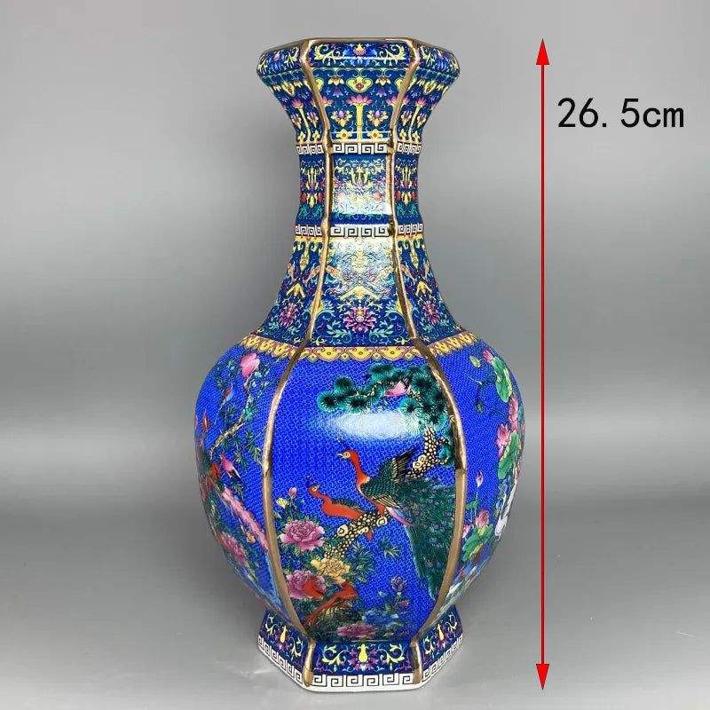 Antique Royal | Ceramic Flower Vase with Floral Design | Elegant Home Decor for Timeless Charm