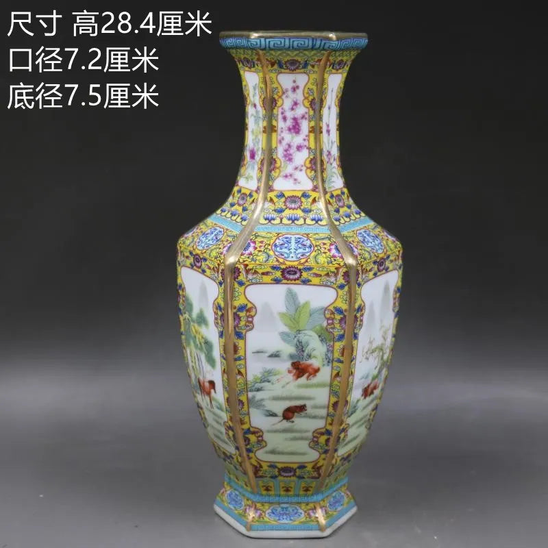 Antique Royal | Ceramic Flower Vase with Floral Design | Elegant Home Decor for Timeless Charm