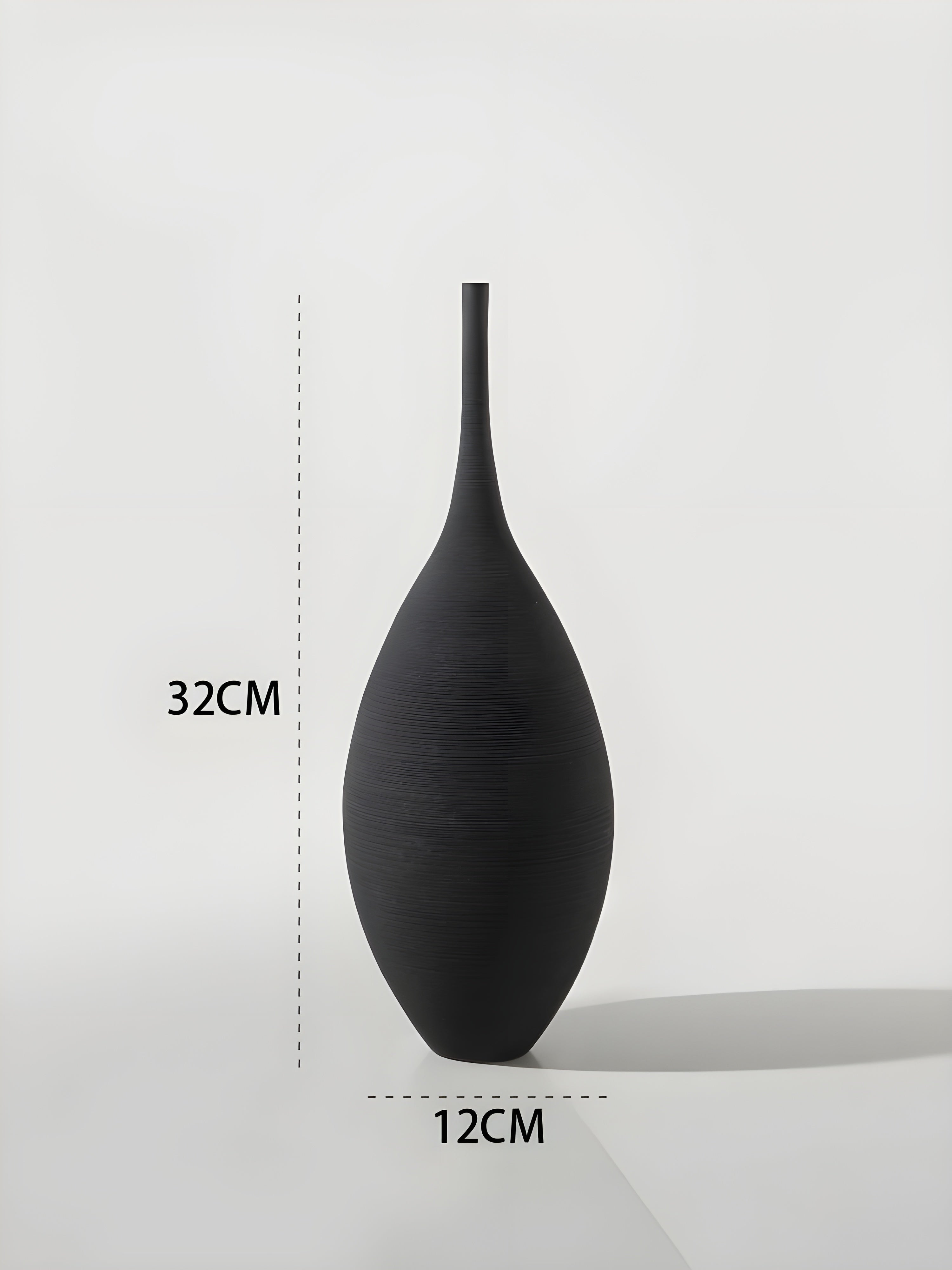 Artisan Collection | Black Ceramic Vase with Hand-Drawn Design | Elegant Accent for Modern Interiors