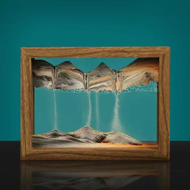 Artisan Crafted | 3D Rotating Sand Painting with Solid Wood Frame | Unique Wall Art for Home Decor and Relaxation