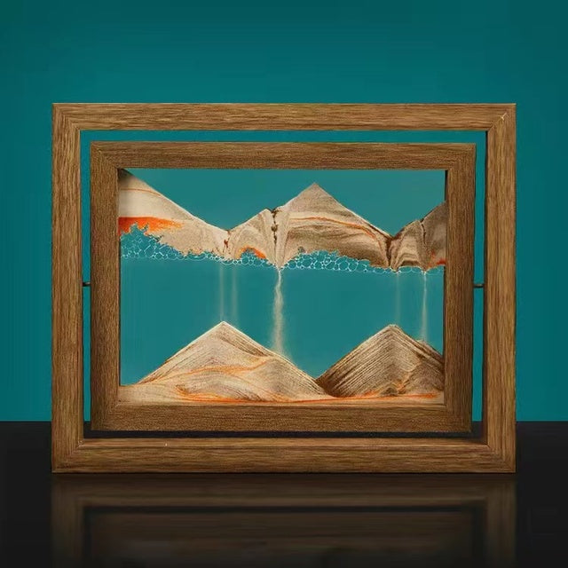 Artisan Crafted | 3D Rotating Sand Painting with Solid Wood Frame | Unique Wall Art for Home Decor and Relaxation