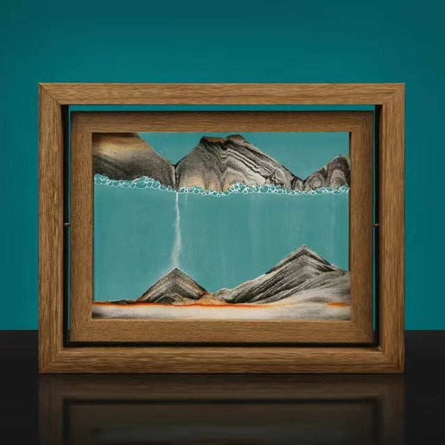 Artisan Crafted | 3D Rotating Sand Painting with Solid Wood Frame | Unique Wall Art for Home Decor and Relaxation