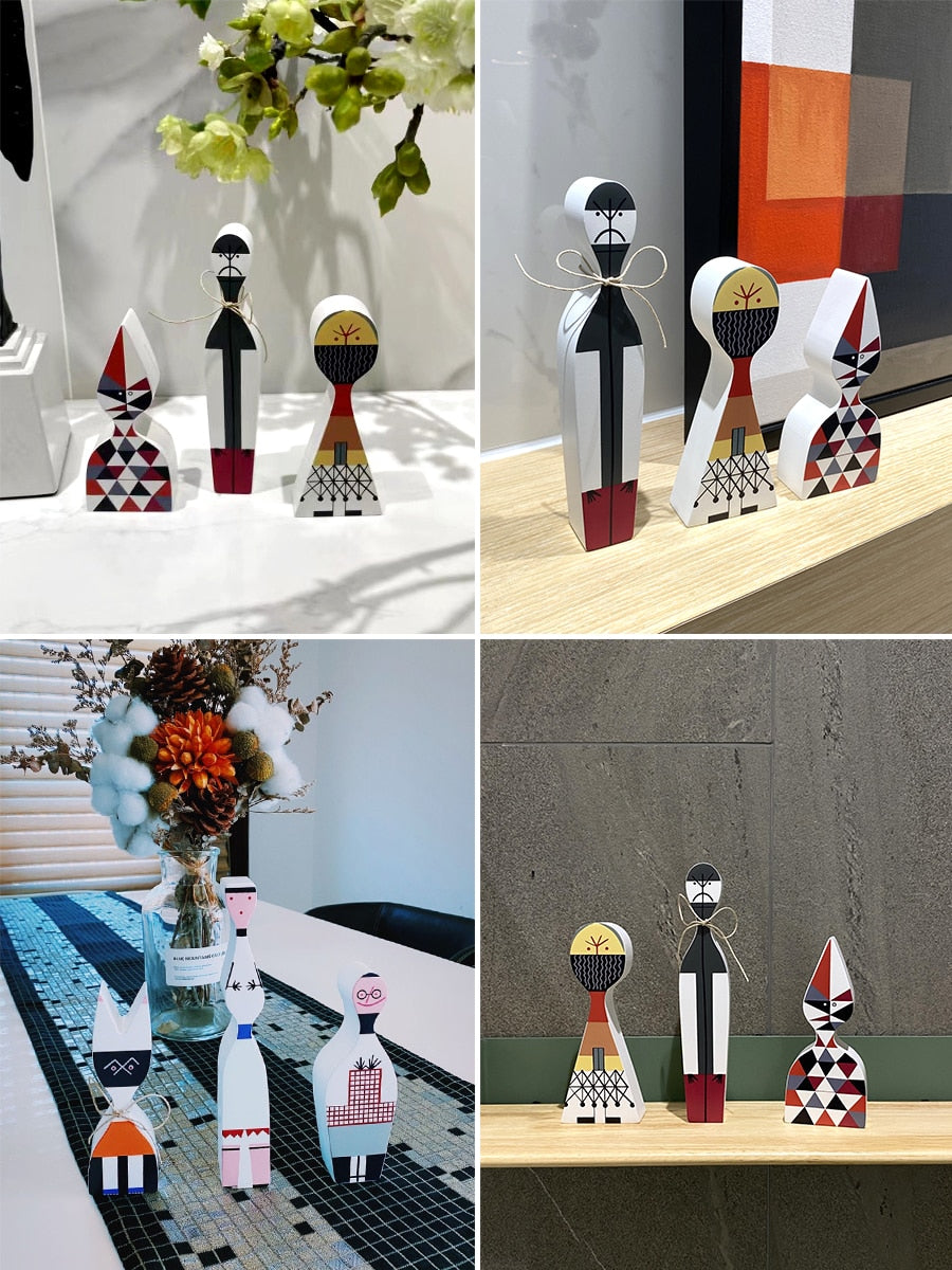 Artisan Wooden Figures | Handcrafted Decorative Accents for Festive Cheer | Unique MDF Wood Design for Versatile Home Decor
