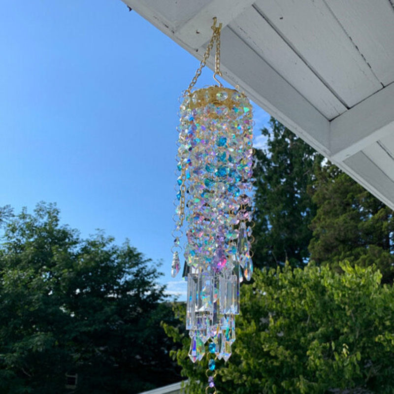 Aurora Collection | Crystal Glass Wind Chime with Stunning Light Refraction | Elegant Home Decor for Soothing Ambiance