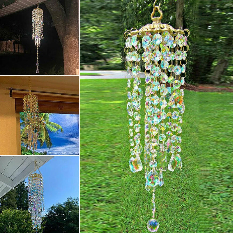 Aurora Collection | Crystal Glass Wind Chime with Stunning Light Refraction | Elegant Home Decor for Soothing Ambiance