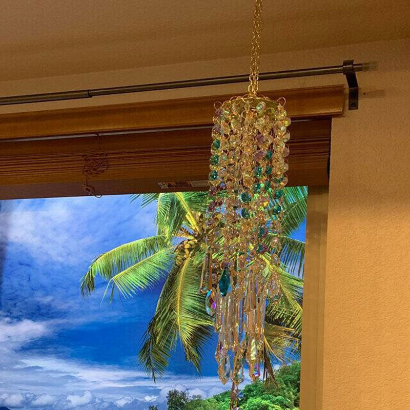 Aurora Collection | Crystal Glass Wind Chime with Stunning Light Refraction | Elegant Home Decor for Soothing Ambiance
