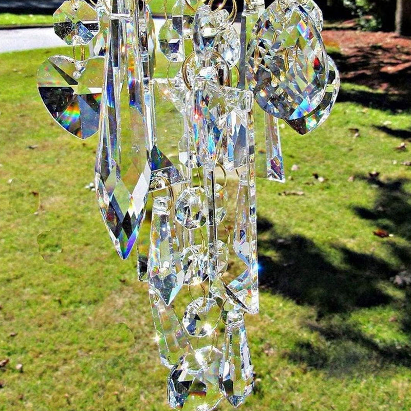 Aurora Collection | Crystal Glass Wind Chime with Stunning Light Refraction | Elegant Home Decor for Soothing Ambiance