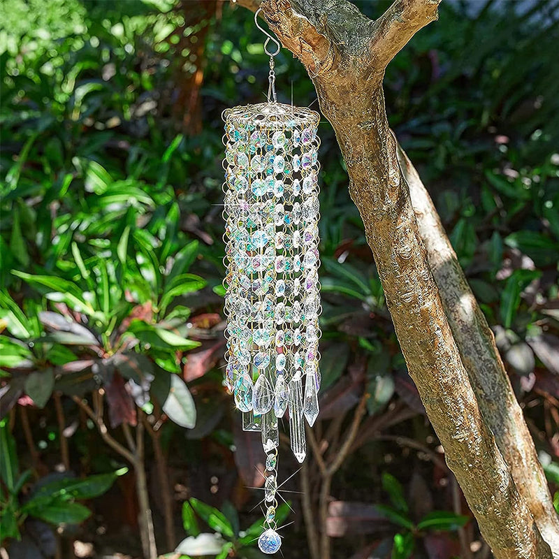 Aurora Collection | Crystal Glass Wind Chime with Stunning Light Refraction | Elegant Home Decor for Soothing Ambiance