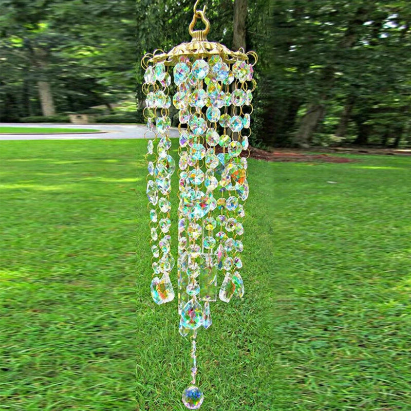 Aurora Collection | Crystal Glass Wind Chime with Stunning Light Refraction | Elegant Home Decor for Soothing Ambiance