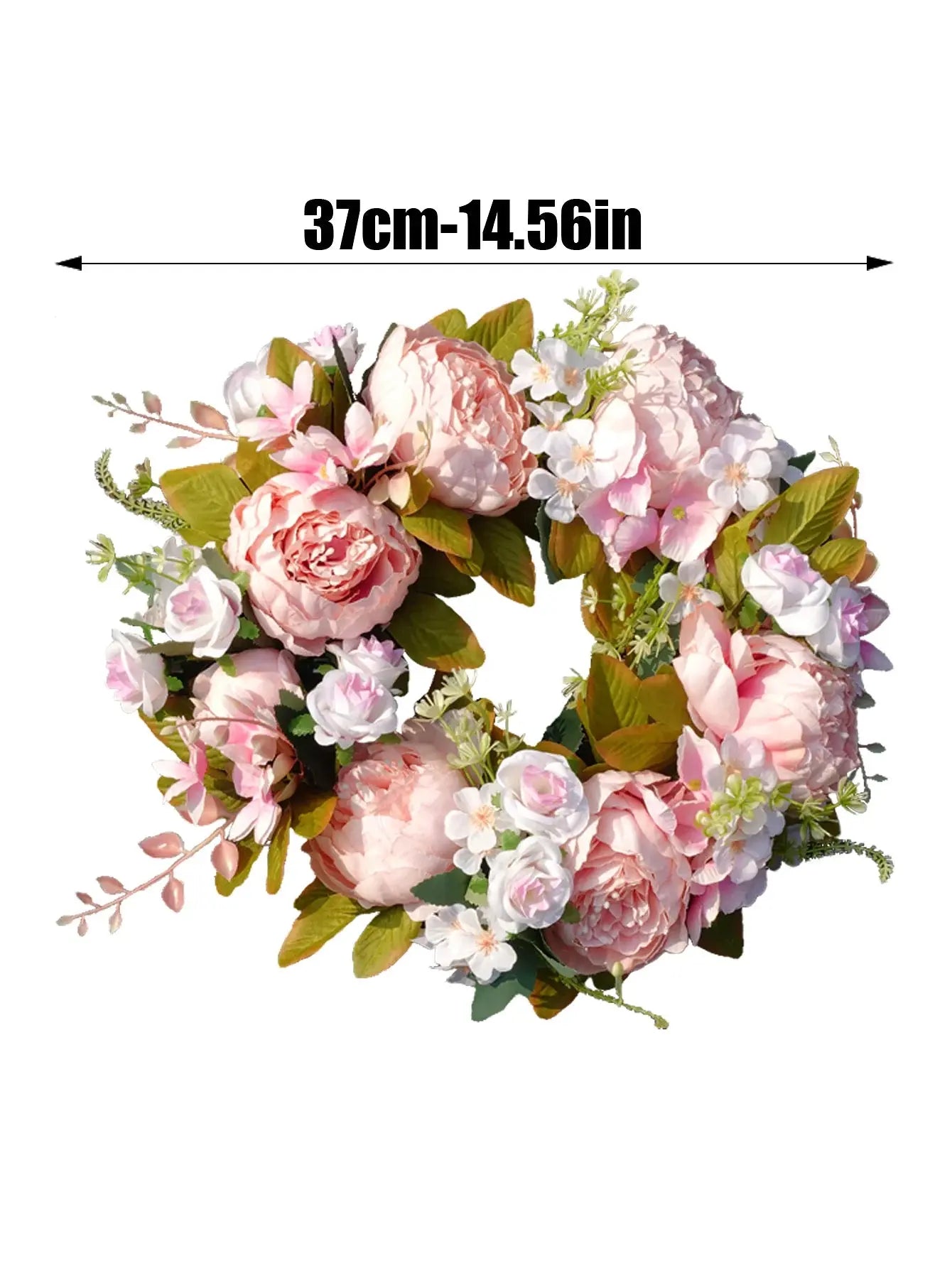 AutumnBloom | Artificial Wreath with Realistic Peonies | Weather-Resistant Faux Decoration for Front Door and Home