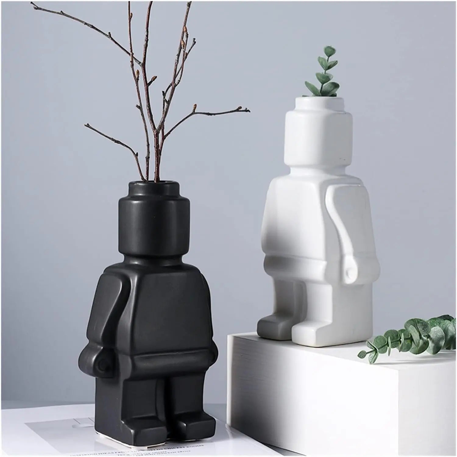 Ceramic Flower Pot with Modern Lego Design | Unique Indoor Plant Pot for Creative Home Decor