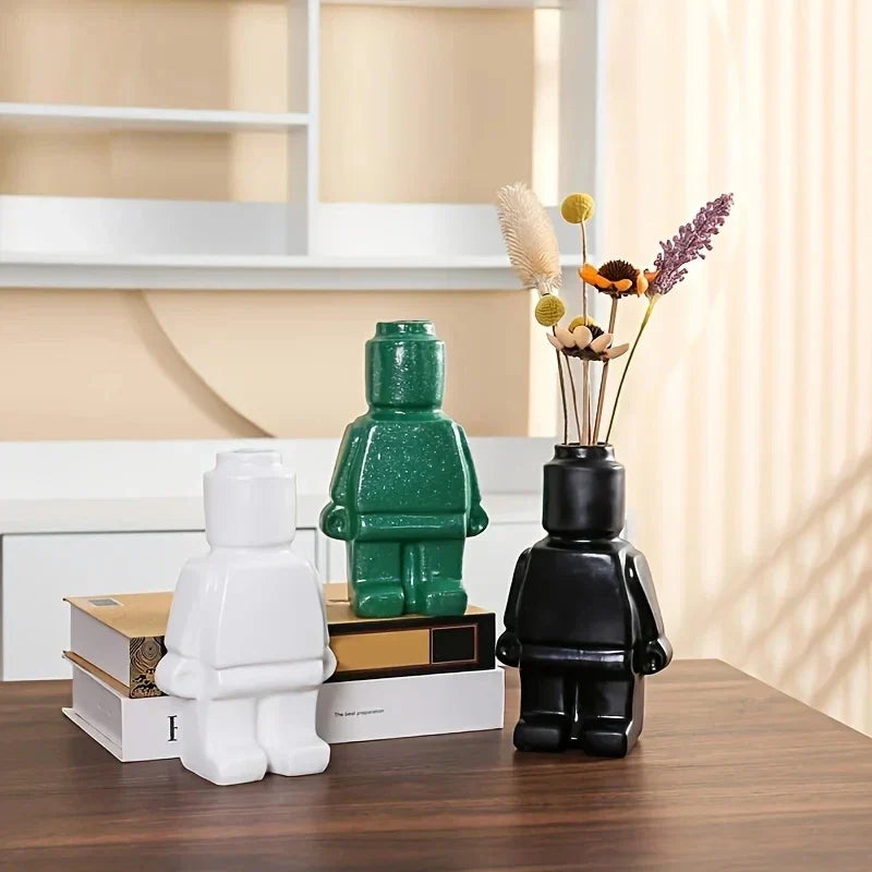 Ceramic Flower Pot with Modern Lego Design | Unique Indoor Plant Pot for Creative Home Decor