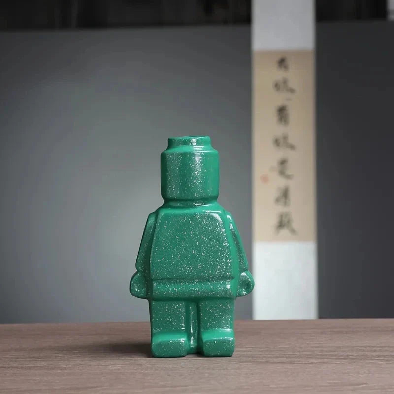 Ceramic Flower Pot with Modern Lego Design | Unique Indoor Plant Pot for Creative Home Decor