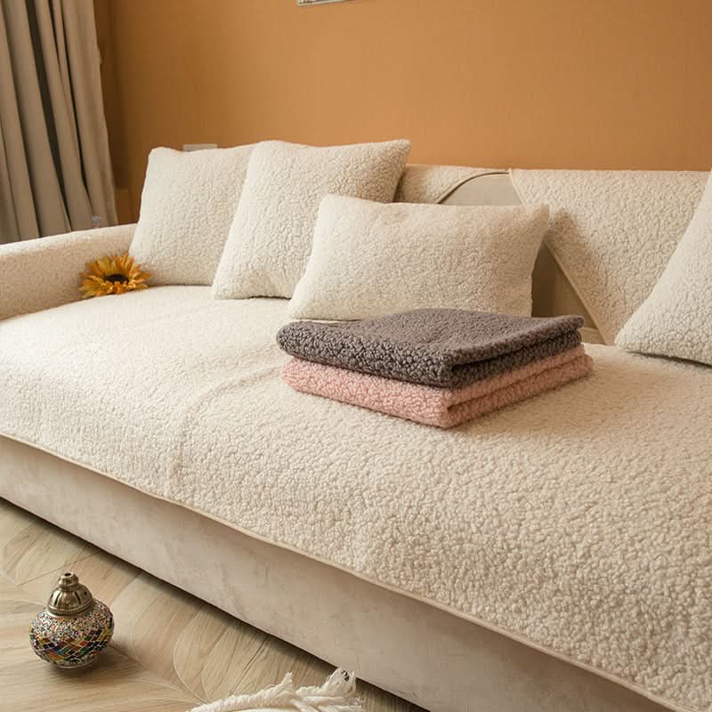 Cerise | Sofa Cover with Non-Slip Base & Soft Sherpa Fleece for Ultimate Comfort