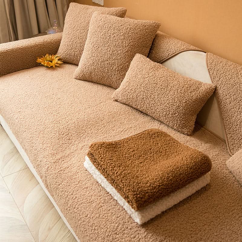 Cerise | Sofa Cover with Non-Slip Base & Soft Sherpa Fleece for Ultimate Comfort