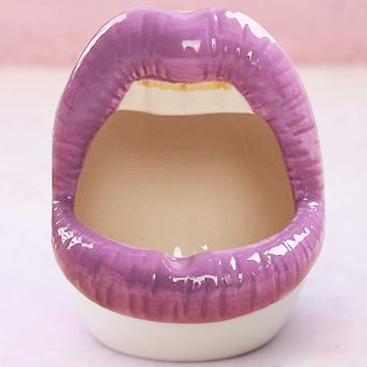 Chic Planters | Lip-Shaped Flower Pot with Shiny Ceramic Finish | Unique Indoor Decor for Succulents and Herbs