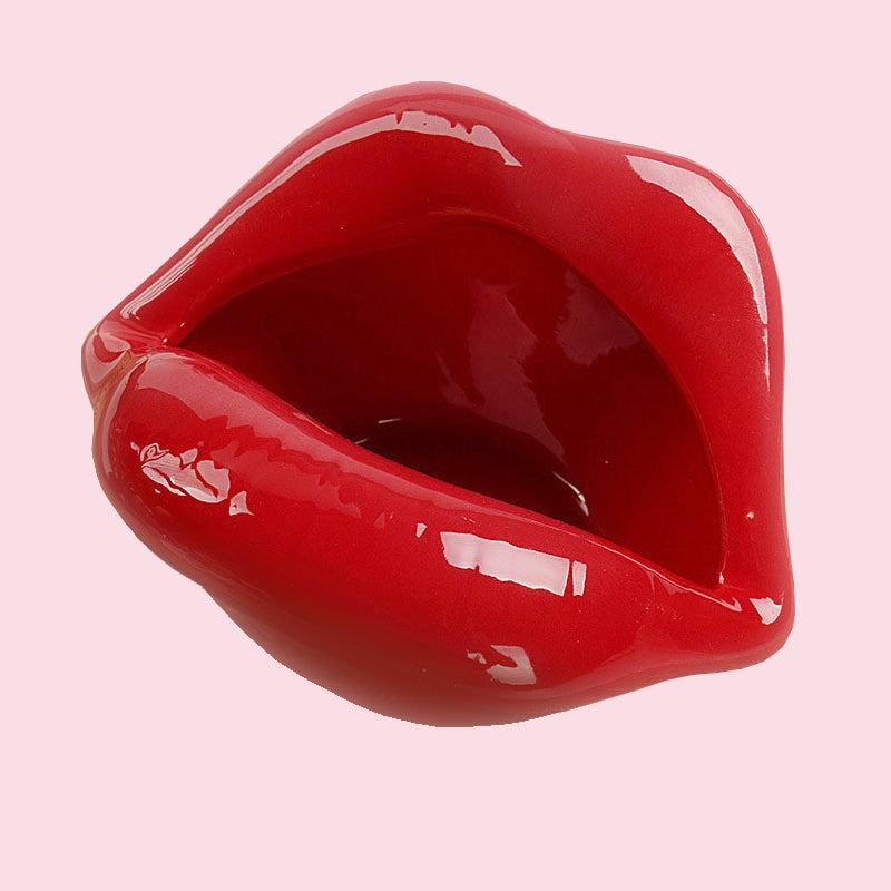 Chic Planters | Lip-Shaped Flower Pot with Shiny Ceramic Finish | Unique Indoor Decor for Succulents and Herbs