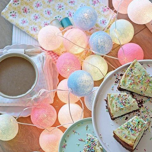 Cotton Ball Fairy Lights | USB & Battery Powered Decorative Garland | Cozy Ambiance for Home Decor