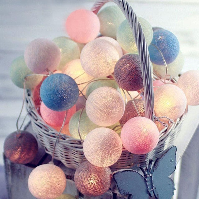 Cotton Ball Fairy Lights | USB & Battery Powered Decorative Garland | Cozy Ambiance for Home Decor