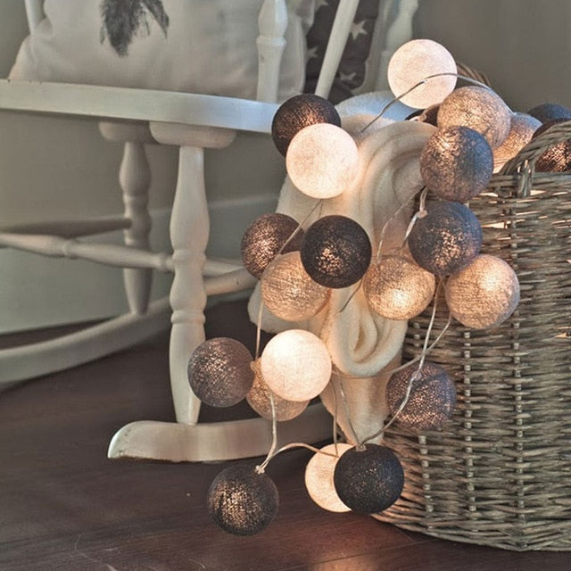 Cotton Ball Fairy Lights | USB & Battery Powered Decorative Garland | Cozy Ambiance for Home Decor