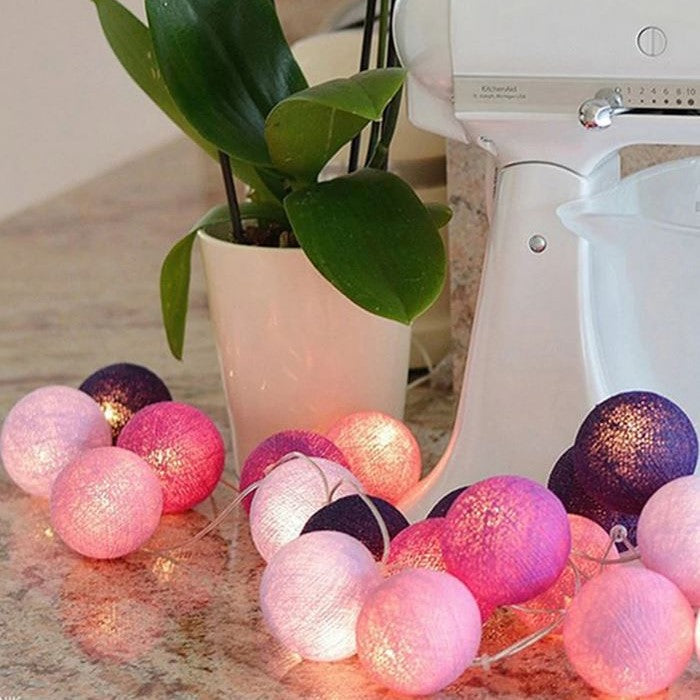 Cotton Ball Fairy Lights | USB & Battery Powered Decorative Garland | Cozy Ambiance for Home Decor