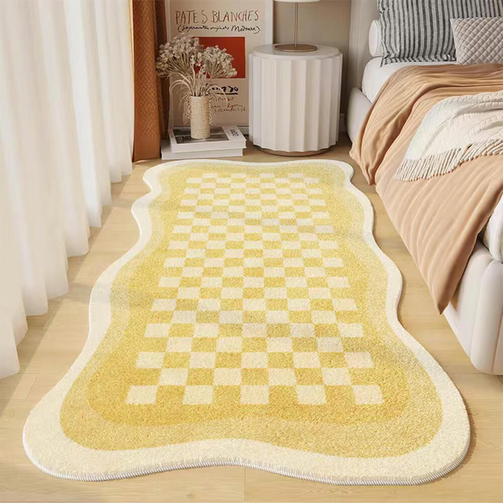 Cozy Cashmere | Faux Cashmere Nightstand Rug with Unique Checkered Design | Soft Touch for Ultimate Comfort