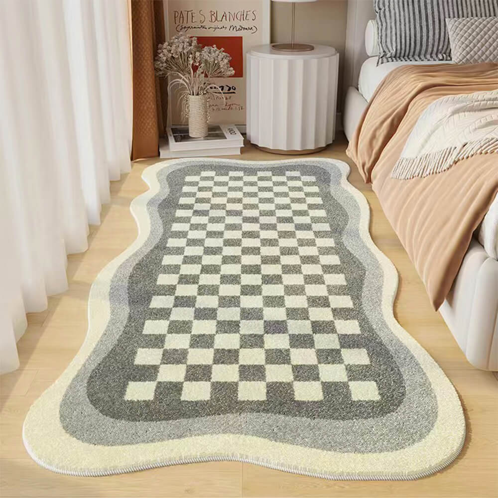 Cozy Cashmere | Faux Cashmere Nightstand Rug with Unique Checkered Design | Soft Touch for Ultimate Comfort