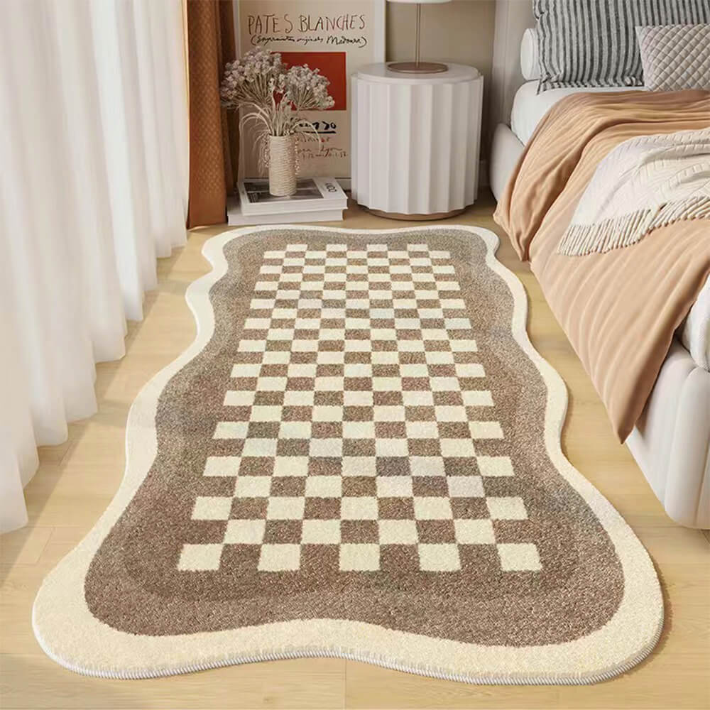 Cozy Cashmere | Faux Cashmere Nightstand Rug with Unique Checkered Design | Soft Touch for Ultimate Comfort