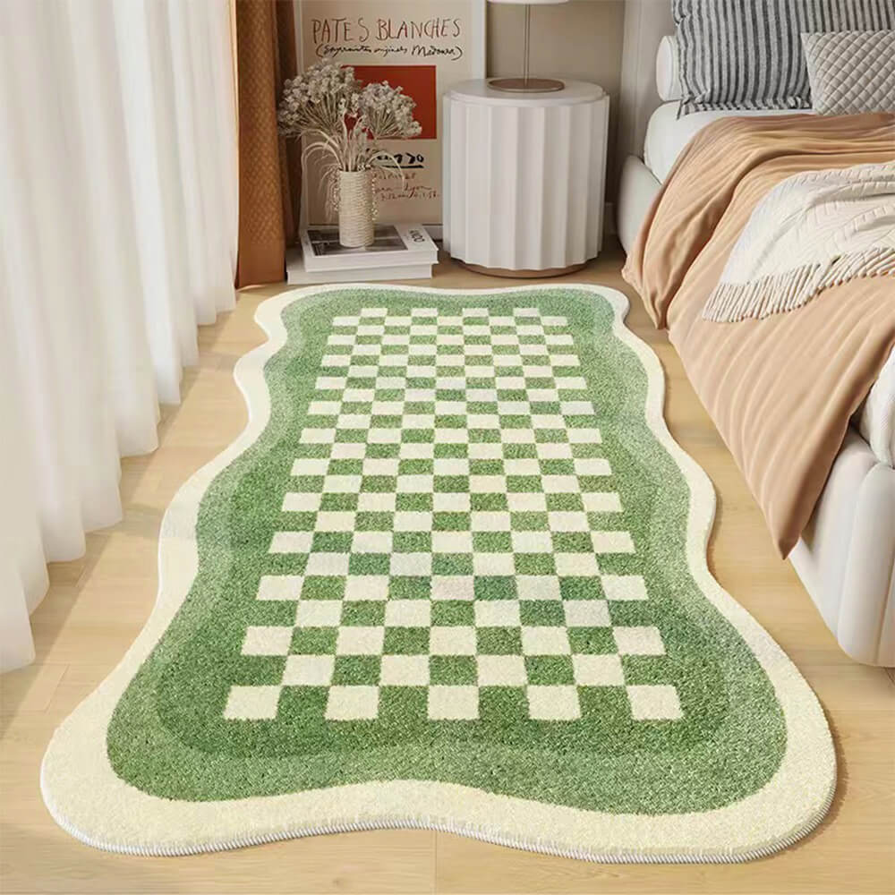 Cozy Cashmere | Faux Cashmere Nightstand Rug with Unique Checkered Design | Soft Touch for Ultimate Comfort