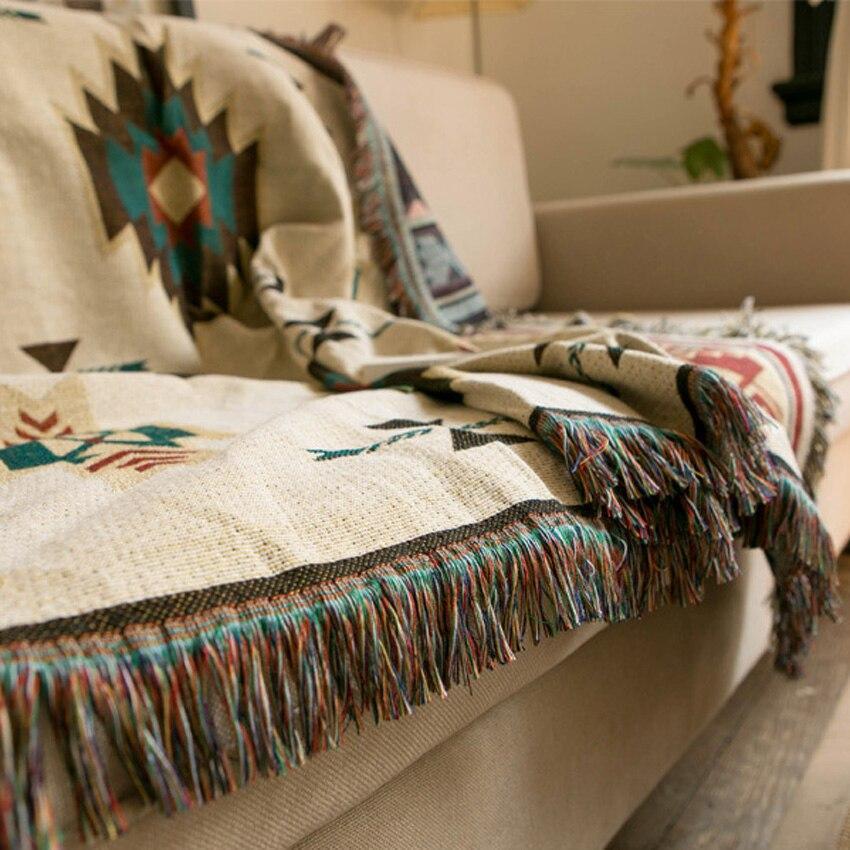 Cozy Living | American Native Throw Blanket with Soft Cotton Fabric | Decorative Sofa Bedding for Warmth