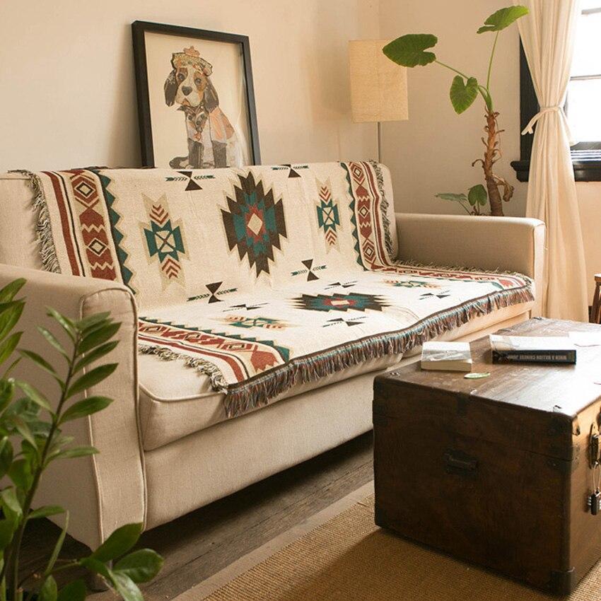 Cozy Living | American Native Throw Blanket with Soft Cotton Fabric | Decorative Sofa Bedding for Warmth