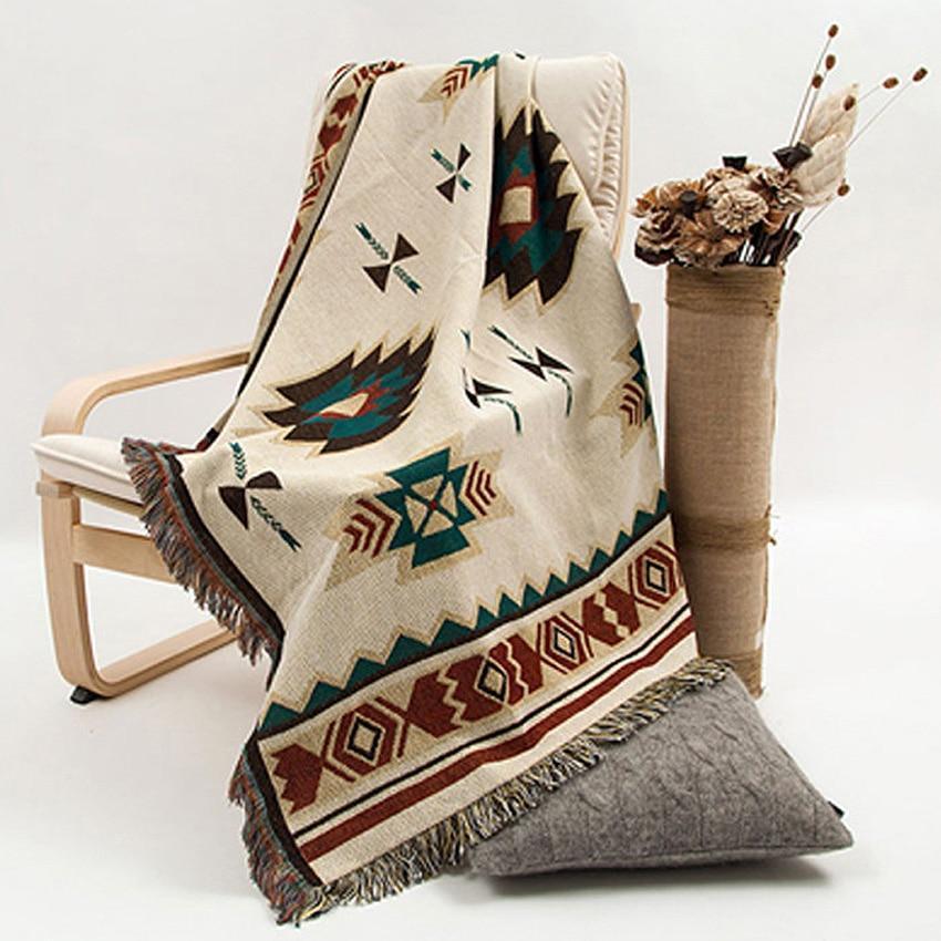 Cozy Living | American Native Throw Blanket with Soft Cotton Fabric | Decorative Sofa Bedding for Warmth