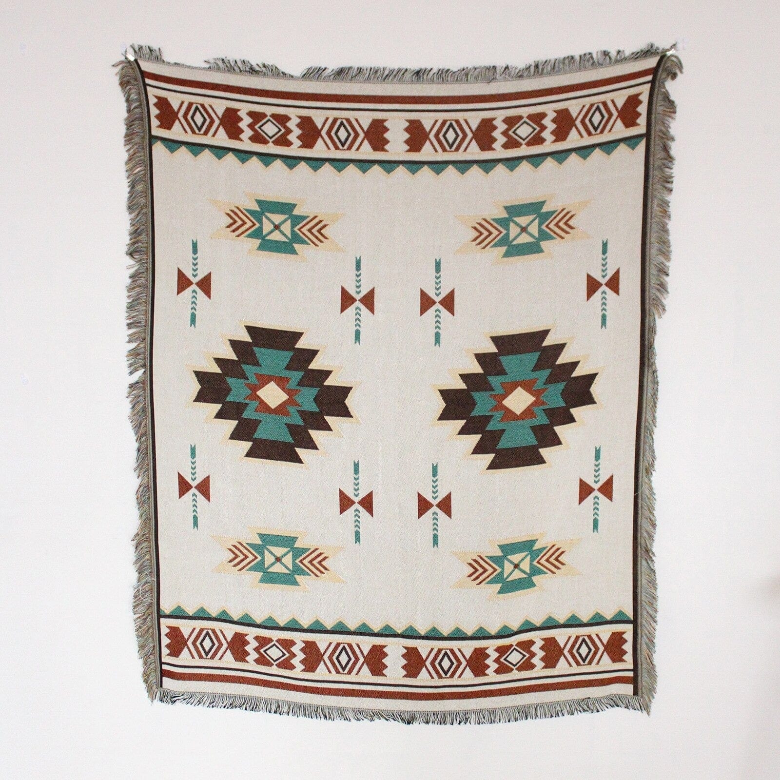 Cozy Living | American Native Throw Blanket with Soft Cotton Fabric | Decorative Sofa Bedding for Warmth