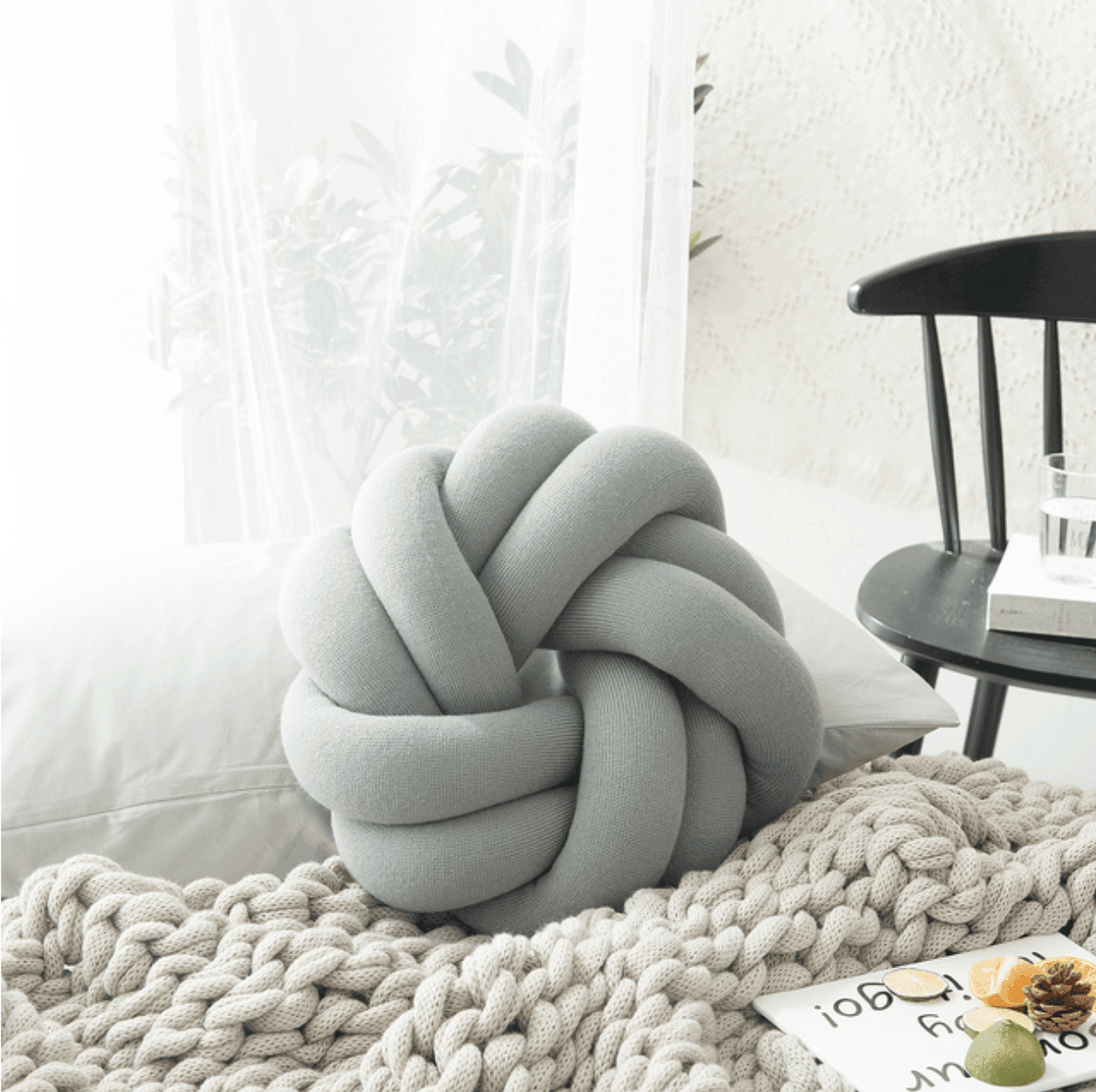 Creative Cotton Knot Ball Pillow | Decorative Throw Pillow with Handmade Design | Stylish Cushion for Elegant Home Decor