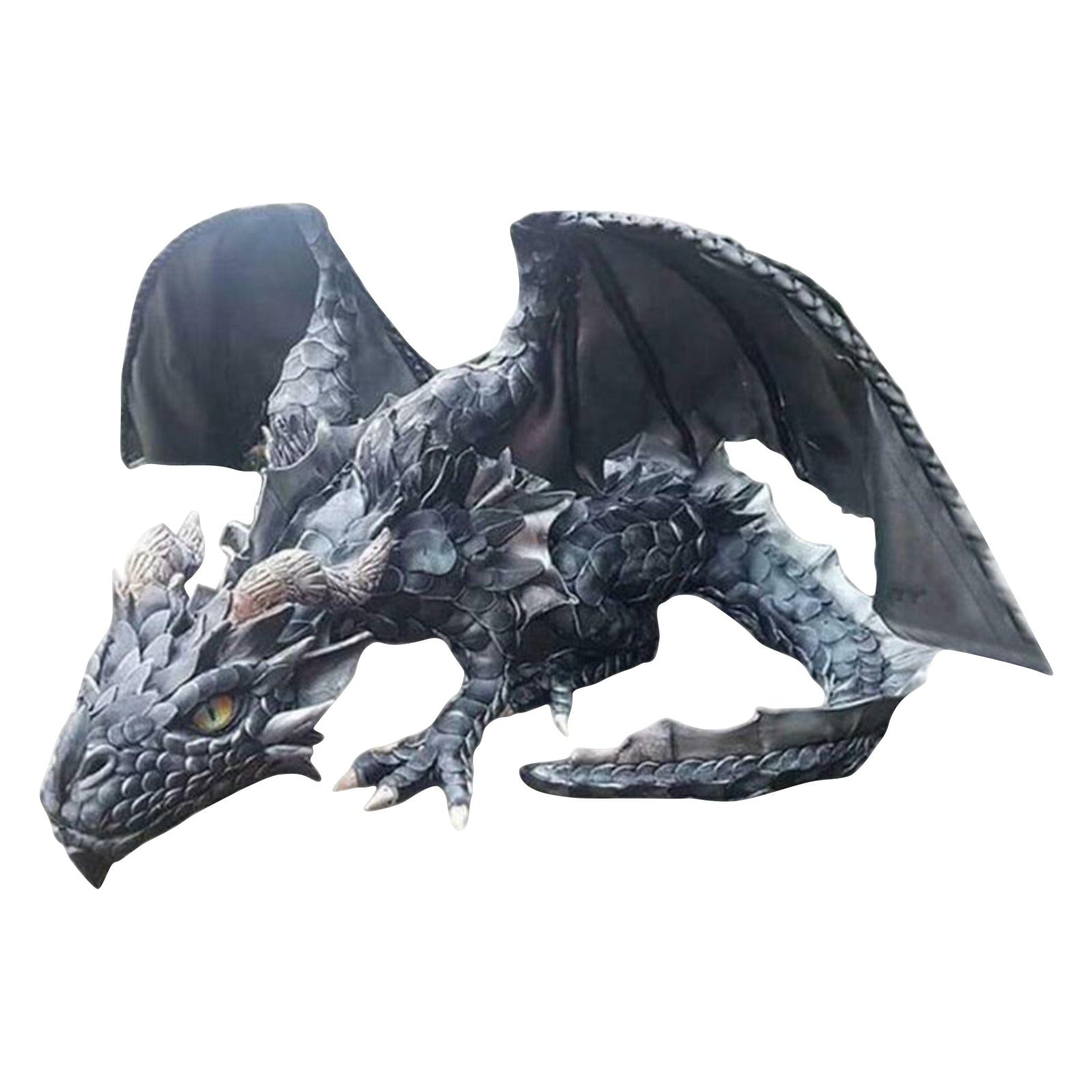 Crouching Dragon Guardian Statue | Gothic Garden Sculpture with Intricate Design | Durable Outdoor Ornament for Enchanting Decor