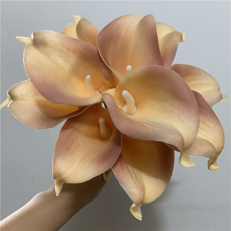 Elegant Calla Lily Flower Bouquet with Real Touch Design | Stunning Marine Blue Decor for Weddings and Events