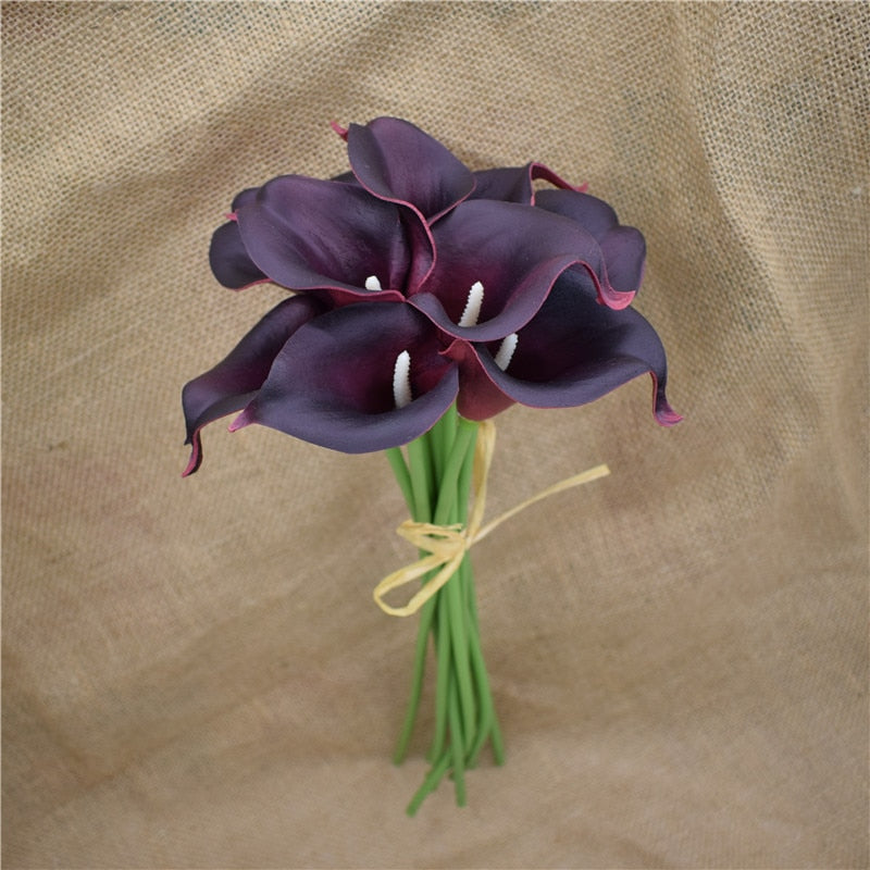 Elegant Calla Lily Flower Bouquet with Real Touch Design | Stunning Marine Blue Decor for Weddings and Events
