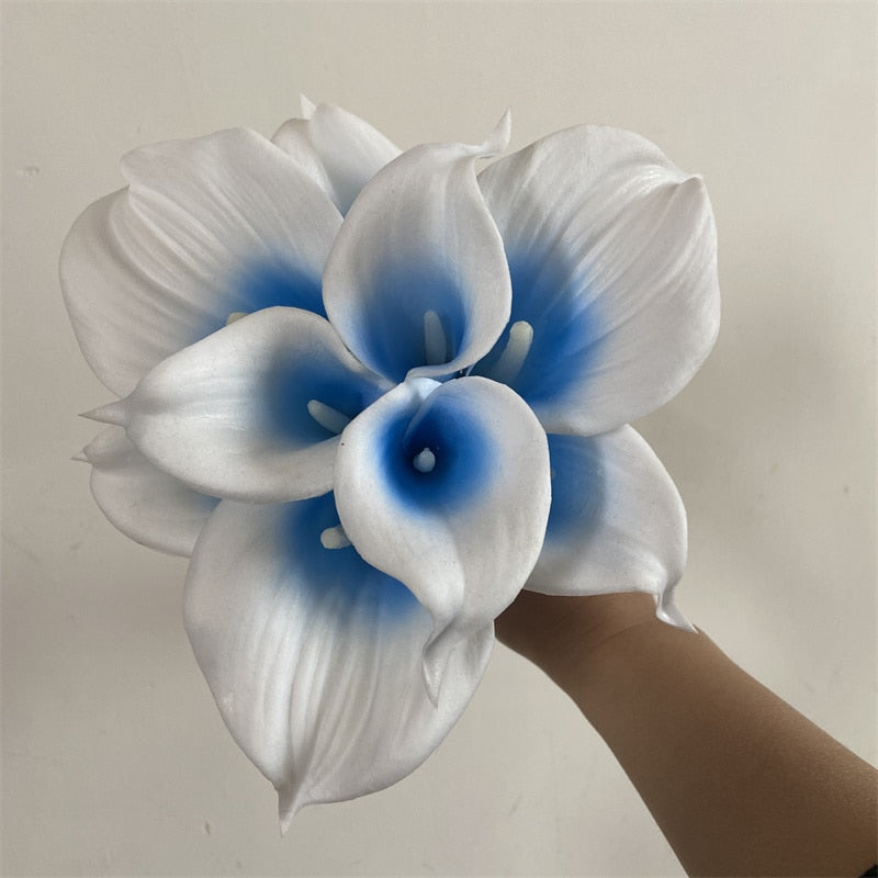 Elegant Calla Lily Flower Bouquet with Real Touch Design | Stunning Marine Blue Decor for Weddings and Events