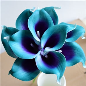 Elegant Calla Lily Flower Bouquet with Real Touch Design | Stunning Marine Blue Decor for Weddings and Events